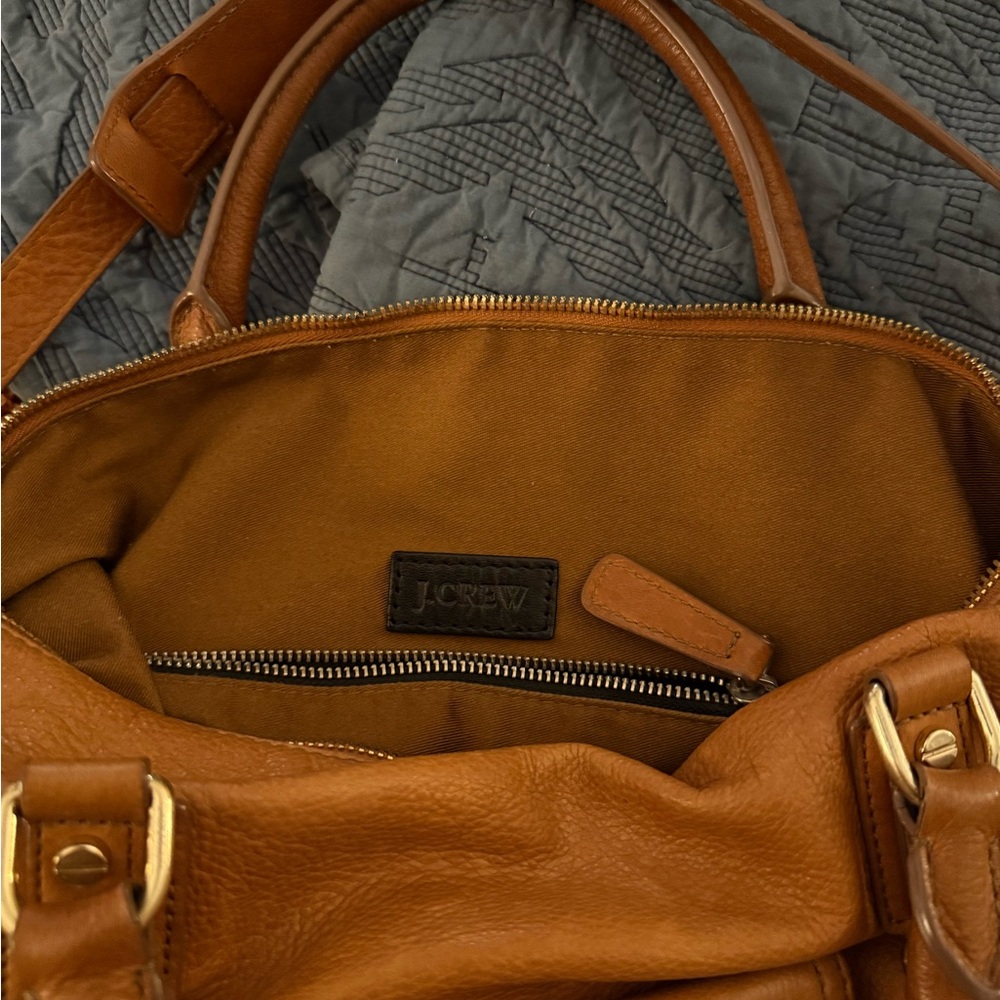 J.Crew Brown Leather Tote with Gold Accents
